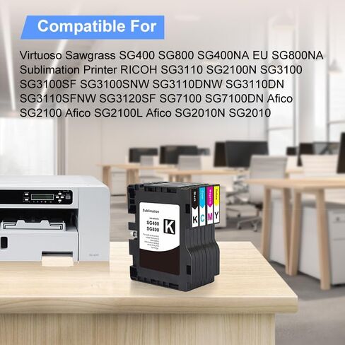 SG500 SG1000 تسامي خرطوشة حبر الحبر ترقية تتوافق مع طابعات Sawgrass Virtuoso SG500 SG1000 (1 أسود ، سماوي ، 1 أرجواني ، أصفر واحد ، 4 عبوات) in Kuwait