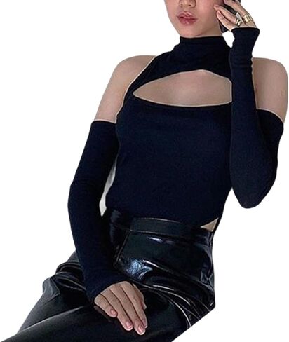 Enfuso Cyber Y2K Punk Sexy Hollow Out Bodysuits القوطية Techwear Techwear Techwear Bodycon Thirts Moto Long Streetwear in Kuwait
