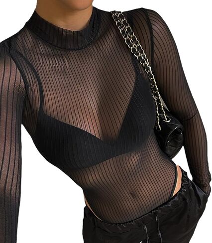 ENFUSO Cyber Y2k Punk Sexy Hollow Out Bodysuits Gothic Techwear Turtleneck Bodycon T-shirts Moto Long Sleeve Streetwear in Saudi Arabia