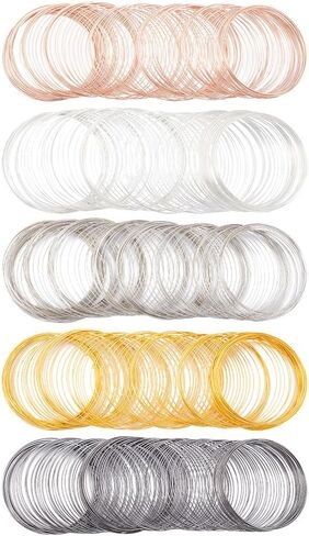 500 Loops 22 Gauge Steel Memory Wire Bracelets Bulk Jewelry Memory Wire Beading gold cuff bangle Findings for Jewelry Making Supplies DIY Crafts Bracelets Rings Necklace Wrap Art Creations in Kuwait