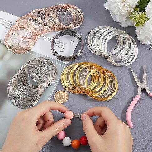 500 Loops 22 Gauge Steel Memory Wire Bracelets Bulk Jewelry Memory Wire Beading gold cuff bangle Findings for Jewelry Making Supplies DIY Crafts Bracelets Rings Necklace Wrap Art Creations in Kuwait