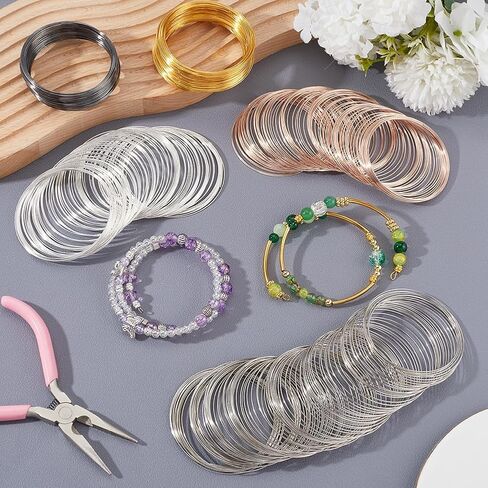 500 Loops 22 Gauge Steel Memory Wire Bracelets Bulk Jewelry Memory Wire Beading gold cuff bangle Findings for Jewelry Making Supplies DIY Crafts Bracelets Rings Necklace Wrap Art Creations in Kuwait