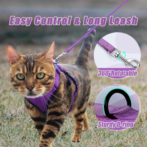 Cat Harness and Leash Set,Escape Proof Adjustable Cat Harness,Soft and Breathable Kitten Harness and Leash with Reflective Strips for Walking and Traveling(Black,S) in Saudi Arabia