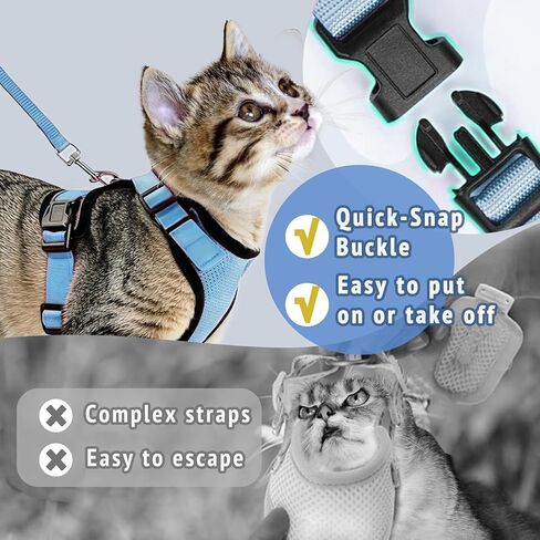 Cat Harness and Leash Set,Escape Proof Adjustable Cat Harness,Soft and Breathable Kitten Harness and Leash with Reflective Strips for Walking and Traveling(Black,S) in Saudi Arabia