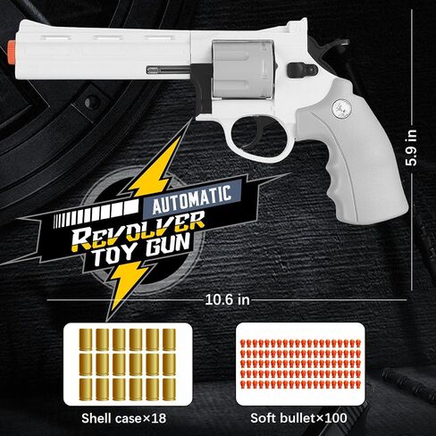 Revolver Toy Gun with 100 Soft Bullets,Gun Fidget Toy,Christmas Birthday Gifts for Boys Kids Adult Age 8+(Black) in Saudi Arabia