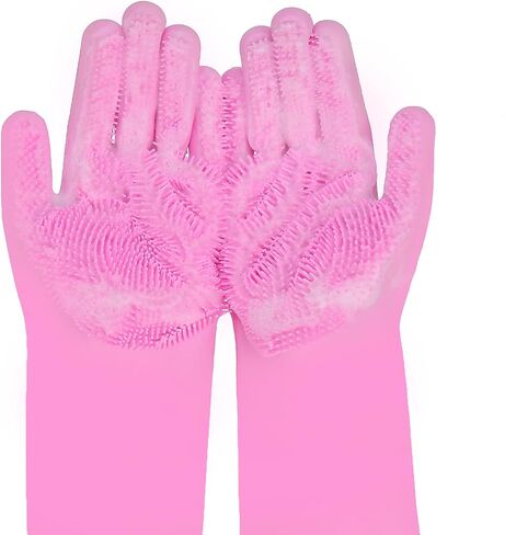 WJWJA-Pet Grooming Gloves - Cat & Dog Gloves - Reinforced 5-finger design - Ideal for bathing and massaging dogs and cats - De-shedding tool in Saudi Arabia