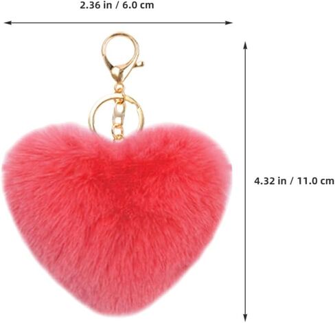 12pcs Colored Heart Pom Pom Keychain Fluffy Heart Shape Pompoms Keyring Faux Rabbit Fur Ball Keychain Hanging Pendants Decors for Car Bag Charm in Saudi Arabia