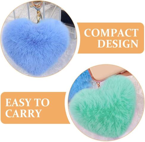 12pcs Colored Heart Pom Pom Keychain Fluffy Heart Shape Pompoms Keyring Faux Rabbit Fur Ball Keychain Hanging Pendants Decors for Car Bag Charm in Saudi Arabia
