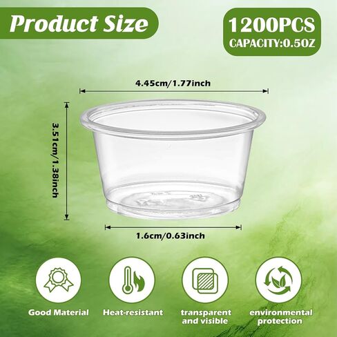 1200PCS Gecko Food Cups Reptile Small Plastic Feeder Cups for Gecko Lizard and Other Small Pets(0.5oz) in Kuwait