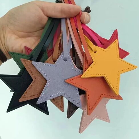 Star Shaped Leather Luggage Charm Versatile Five-Pointed Star Keychain for Women Girls Fashionable Bag Accessory in Kuwait