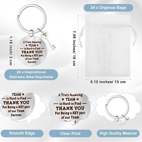 Fulmoon 24 Pcs Team Appreciation Gifts – Retro Key Pen & Thank You Keychain Set for Best Friends Day, Intern Day, Office Team & Volunteer Recognition in Saudi Arabia