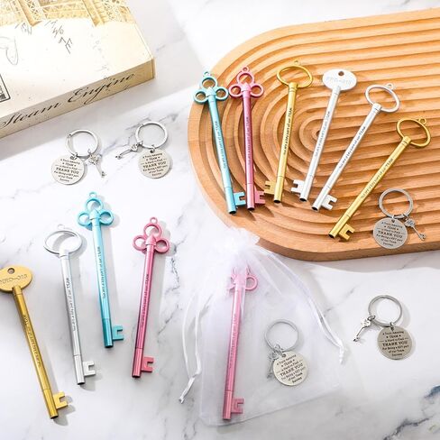 Fulmoon 24 Pcs Team Appreciation Gifts – Retro Key Pen & Thank You Keychain Set for Best Friends Day, Intern Day, Office Team & Volunteer Recognition in Saudi Arabia