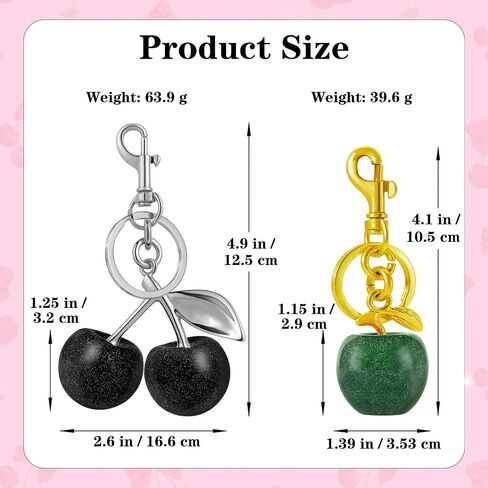 Cherry Bag Charm Cute Cherry Keychain Red Black Handbags Purse Key Chain Accessories Birthday Christmas Gifts in Saudi Arabia