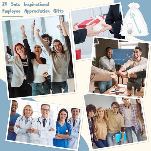 Fulmoon 24 Pcs Team Appreciation Gifts – Retro Key Pen & Thank You Keychain Set for Best Friends Day, Intern Day, Office Team & Volunteer Recognition in Saudi Arabia