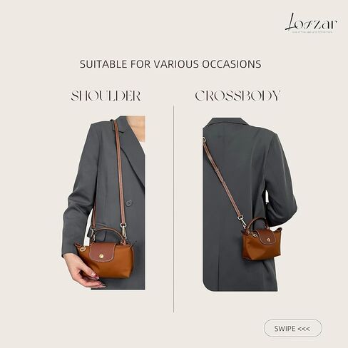 حزام الأكياس المطورة يناسب حقيبة Longchamp Mini ، وأشرطة محفظة جلدية استبدال Crossbody ، وأشرطة قابلة للتعديل مناسبة لحقيبة Le Pliage Mini ، مع عبوات مربع الهدايا (البني الذهب) in Kuwait