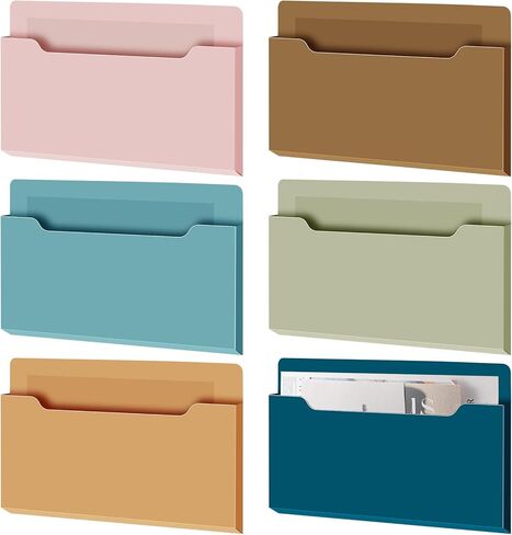 Fuutreo 6 Pcs Magnetic Wall File Organizer Magnetic Wall File Holder Refrigerator Wall Magnetic Holder Magnetic Magazine Holder for Mail Letters Paper Office Supplies (Macaron Color,Mixed Size) in Kuwait