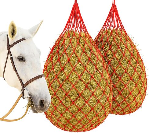 2 pcs 40 "شبكة القش للخيول ، مغذي أكياس القش البطيء ، المصنوع من ROP نايلون متينة ، تنظيم كمية من القش وبالتالي تحسين الهضم ، للخيول غنم الماعز معلقة بطيئة تغذية القش in Saudi Arabia