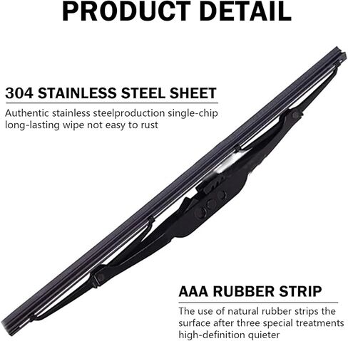 ممسحة خلفية ، الزجاج الأمامي الخلفي 180 درجة زاوية واسعة المسح إكسسوارات شفرة الصامت الصامت ، ملائمة مثالية الاستبدال الأصلي 5102882AA ، متوافق مع جيب جراند شيروكي (أسود) in Kuwait