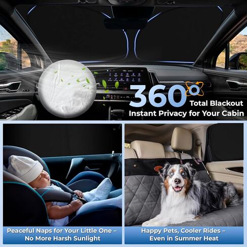 Windshield Sun Shade Custom Compatible with Toyota Camry Accessories 2007-2011, Foldable Sunshades Side Rear Window Shade Cover Full Set Sun Visor Shield Privacy Protection 6PCS in Saudi Arabia