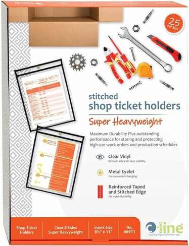 C-Line Stitched Shop Ticket Holders, Both Sides Clear, 12 x 15 Inches, 25 per Box (46125) in Kuwait