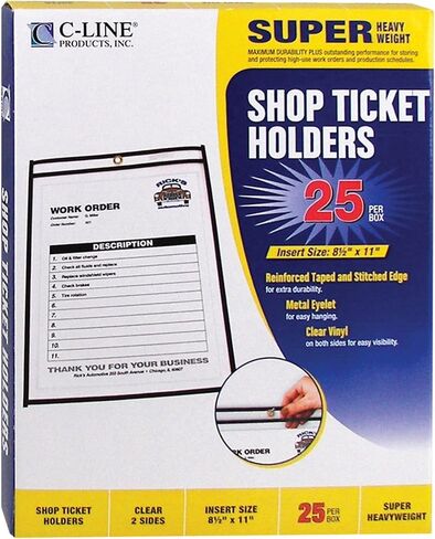 C-Line Stitched Shop Ticket Holders, Both Sides Clear, 12 x 15 Inches, 25 per Box (46125) in Kuwait