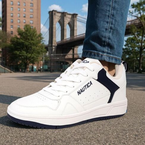 Nautica Men's Classic Low-Top Sneakers – Retro Lace-Up Casual Shoes for Tennis and Basketball-Inspired Style in Saudi Arabia