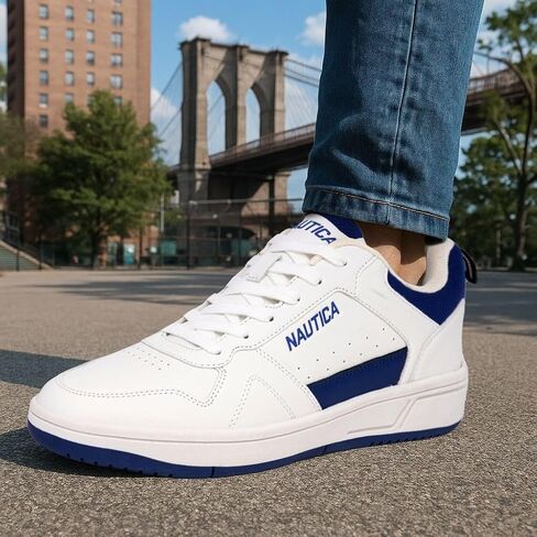 Nautica Men's Classic Low-Top Sneakers – Retro Lace-Up Casual Shoes for Tennis and Basketball-Inspired Style in Saudi Arabia