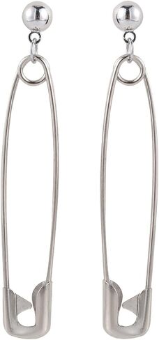 Paper Clip Earrings Stainless Steel Minimalist Safety Pin Silver Earrings Halloween Vampire Jewelry for Monster Cosplay Party in Saudi Arabia
