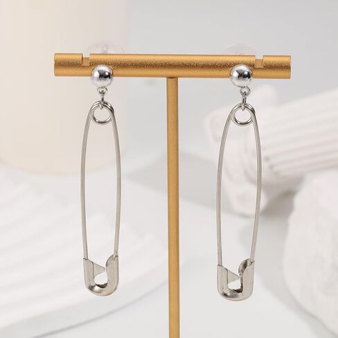 Paper Clip Earrings Stainless Steel Minimalist Safety Pin Silver Earrings Halloween Vampire Jewelry for Monster Cosplay Party in Saudi Arabia