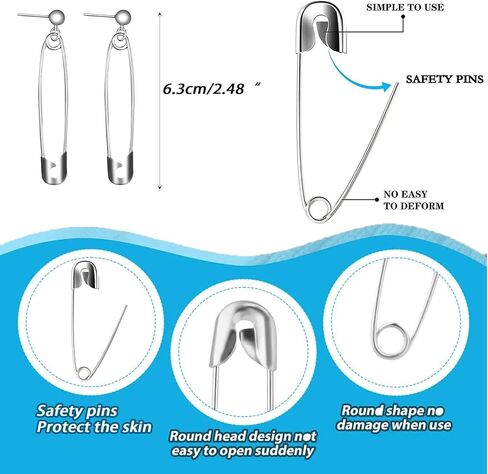Paper Clip Earrings Stainless Steel Minimalist Safety Pin Silver Earrings Halloween Vampire Jewelry for Monster Cosplay Party in Saudi Arabia