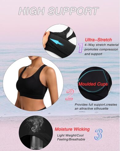 RUNNING GIRL Sports Bras for Women High Support,Racerback High Impact Grey Sports Bra Moulded Cup Workout Bra Push up in Saudi Arabia