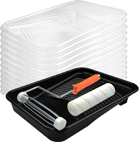 Great Andrew 9-Inch Paint Tray Liner, 21 PCS Plastic Paint Roller Tray Liner Set, Disposable Paint Pan Liners for Painting House, Walls, Floors, Home Improvement DIY Projects in Kuwait