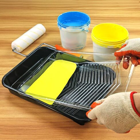 Great Andrew 9-Inch Paint Tray Liner, 21 PCS Plastic Paint Roller Tray Liner Set, Disposable Paint Pan Liners for Painting House, Walls, Floors, Home Improvement DIY Projects in Kuwait