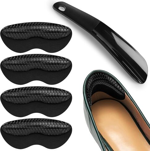 Heel Grips for Womens Shoes, Heel Pads for Shoes Too Big, Inserts for Prevent Slipping and Rubbing Blister, Gel Heel Protectors (with Shoe Horn) in Kuwait