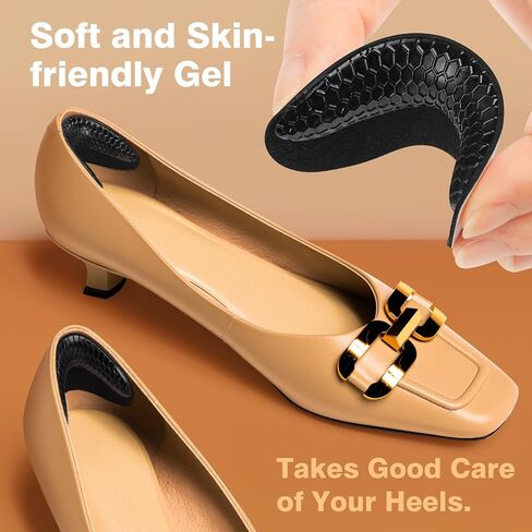 Heel Grips for Womens Shoes, Heel Pads for Shoes Too Big, Inserts for Prevent Slipping and Rubbing Blister, Gel Heel Protectors (with Shoe Horn) in Kuwait