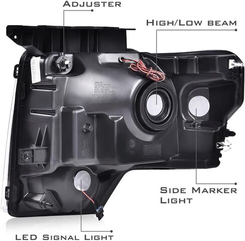 PIT66 LED DRL Headlights Assembly Front Headlamp Assembly Driver & Passenger Side Compatible with Ford F150 2009-2014 Headlamps，Smoky lens Black Housing White Reflector FO2503289 DL3Z13008EC in Saudi Arabia