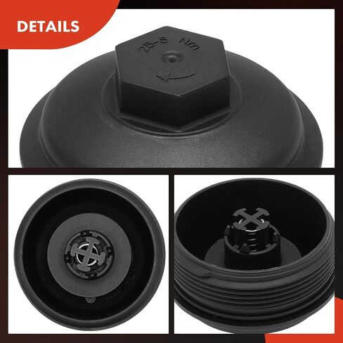 A-Premium Oil Filter Housing Cap Assembly Compatible with Volkswagen Jetta 2003-2006/2008-2014, Golf 2003-2004/2010-2014, Beetle 2013-2014, Eos 2007-2008, CC, EuroVan & Audi A3, Replace# 045115433C in Saudi Arabia