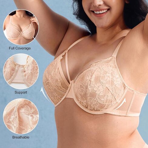 Minimizer Bras for Women Full Coverage - Plus Size Womens Bra Underwire with Support Lift - No Front Closure Lace Bralette in Saudi Arabia