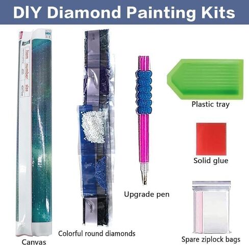 Ekuxom 5D Large Diamond Painting Kits, Aurora Large Diamond Art Kits for Adults, DIY Glow Dimand Art Paintings Aurora Full Drill Northern Lights Gem Art Home Wall Decor 27.6x15.8in in Kuwait
