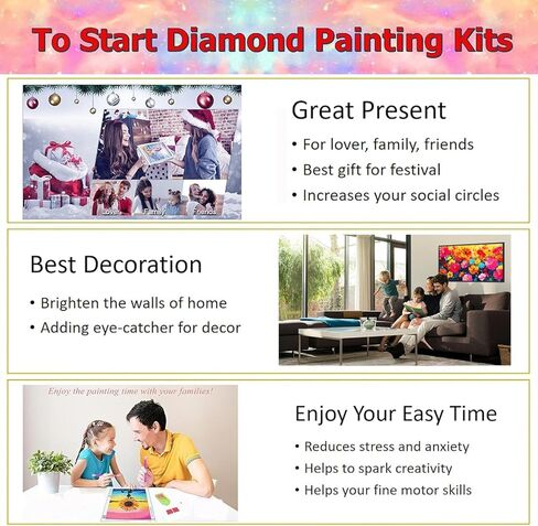 Ekuxom 5D Large Diamond Painting Kits, Aurora Large Diamond Art Kits for Adults, DIY Glow Dimand Art Paintings Aurora Full Drill Northern Lights Gem Art Home Wall Decor 27.6x15.8in in Kuwait