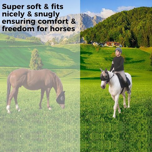 Ride Horse Fly Mask with Ear Protection, Large Eye Space with 3D Cut Design, Soft on Skin with Slivery(Gray) M for Horse-Adult in Saudi Arabia