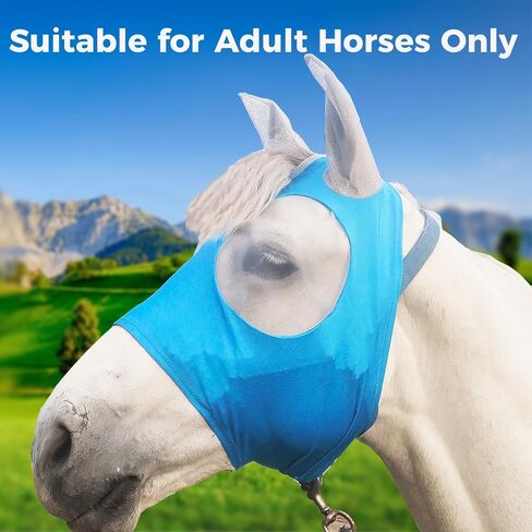 Ride Horse Fly Mask with Ear Protection, Large Eye Space with 3D Cut Design, Soft on Skin with Slivery(Gray) M for Horse-Adult in Saudi Arabia