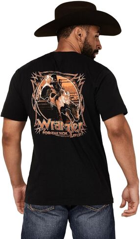 Wrangler Men's Boot Boot Barn Bucking Cowboy Short Sleeve Graphic Thirt - 112361368 US Black in Saudi Arabia