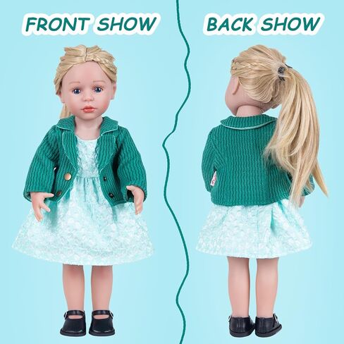 Doll Clothes Accessories 3 Pcs Set, Pink Knitted Jacket Coat & Flower Skirt Dress & White Underwear, Fashionable Dress Set for 18" Girl Dolls (Doll & Shoes Not Included) in Kuwait