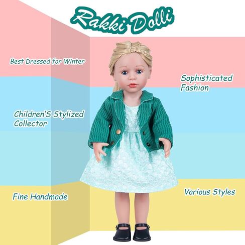 Doll Clothes Accessories 3 Pcs Set, Pink Knitted Jacket Coat & Flower Skirt Dress & White Underwear, Fashionable Dress Set for 18" Girl Dolls (Doll & Shoes Not Included) in Kuwait