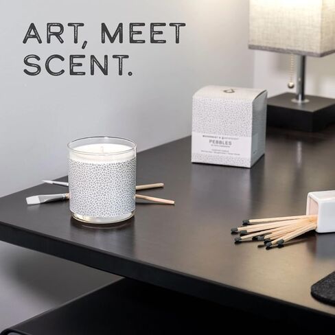 Pebbles Art-Inspired Scented Candle | 9oz Soy Coconut Wax Blend | 55-Hour Burn | Premium Morning Dew & Bougainvillea Scent | Signature Artistic Glass Vessel | Unique Gift | Made in The USA in Saudi Arabia