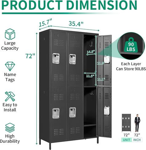 Small Metal Locker,Lockable Storage Cabinet for Kids & Employees Secure Storage Organizer for Toys, Tools & Essentials (Black) in Kuwait
