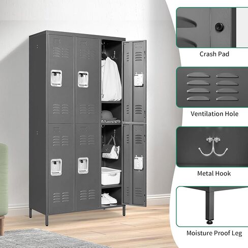 Small Metal Locker,Lockable Storage Cabinet for Kids & Employees Secure Storage Organizer for Toys, Tools & Essentials (Black) in Kuwait
