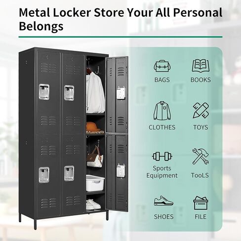 Small Metal Locker,Lockable Storage Cabinet for Kids & Employees Secure Storage Organizer for Toys, Tools & Essentials (Black) in Kuwait