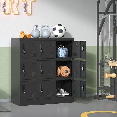Small Metal Locker,Lockable Storage Cabinet for Kids & Employees Secure Storage Organizer for Toys, Tools & Essentials (Black) in Kuwait